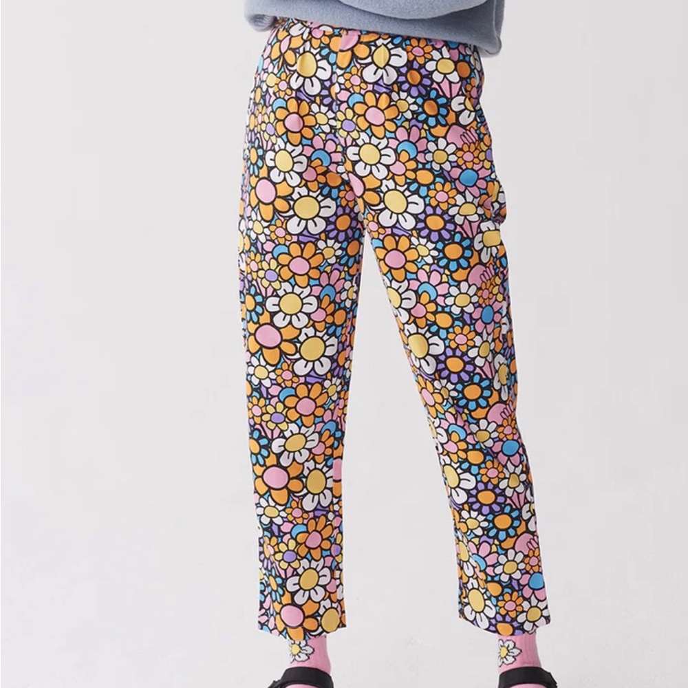NWT LAZY OAF PEGGY All The Flowers Daisy Multicolor Pants 14 UK/ 10 US